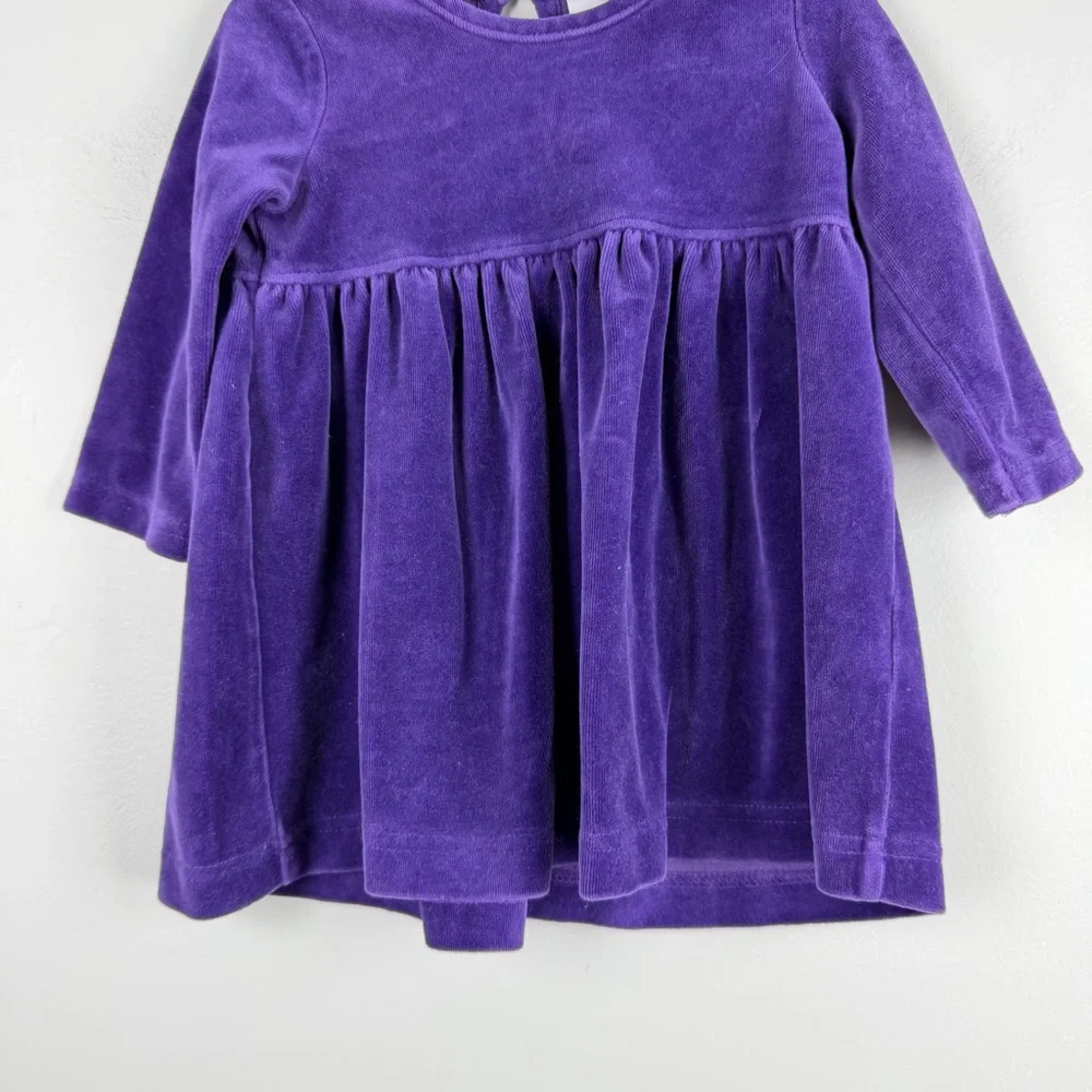 Hanna Andersson Purple Velour Long Sleeve Playdress 60 cm 3-6 months